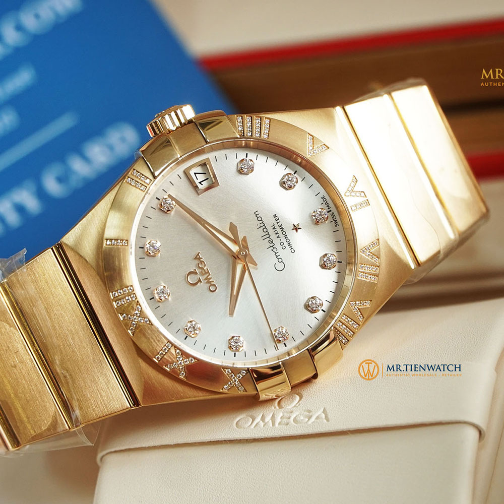 OMEGA CONSTELLATION CO‑AXIAL 38 MM 123.55.38.21.52.007 Vàng đỏ nguyên khối - kim cương