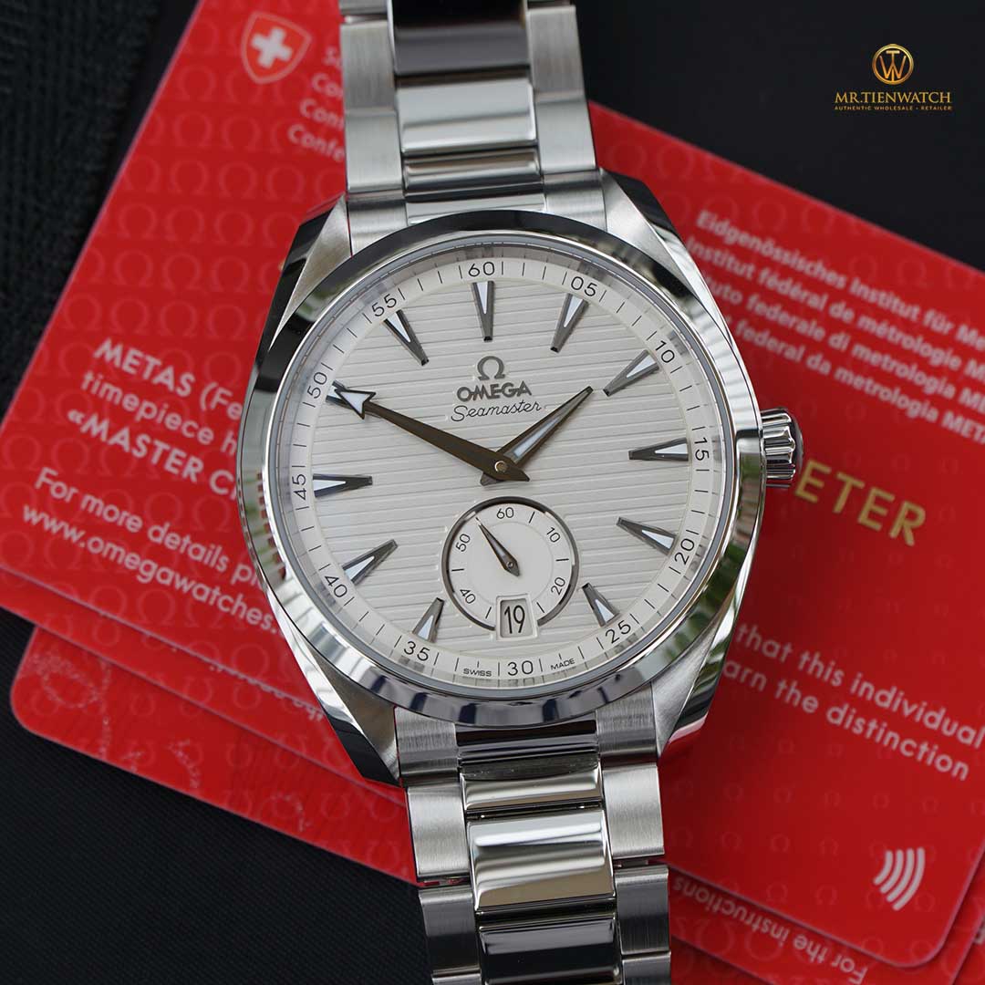 OMEGA SEAMASTER AQUA TERRA 150M CO‑AXIAL MASTER CHRONOMETER SMALL SECONDS 41 MM 220.10.41.21.02.002 New AquaTerra 2021, kim thép nung xanh, mặt số kim rốn ấn tượng