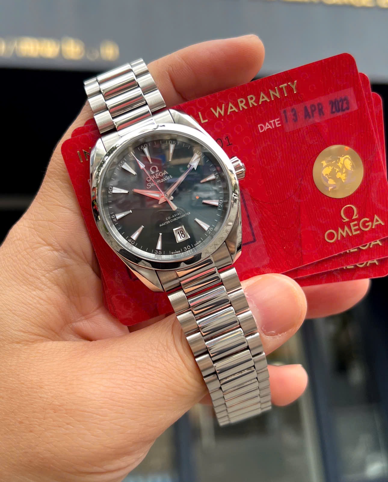 Used FullSet 3/2023 Omega Seamaster Aqua Terra 150m Co‑Axial Master Chronometer 38 mm
